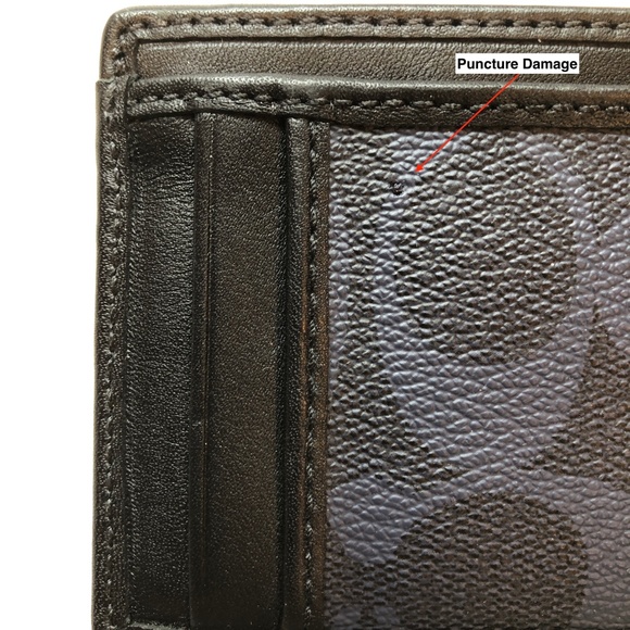 π2xHPπ COACH Slim Flat Leather Card Case / Wallet in Denim Blue & Black EUC - Picture 8 of 15